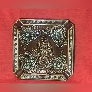 Vintage Ashtray. Beautiful Emerald Green glazed ceramic piece Japan RARE